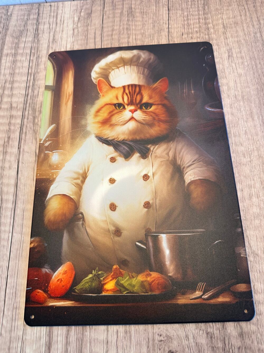 Chef Kitty Metal Sign Cute Cat Chef Cat Metal Home Decor FAST SHIP